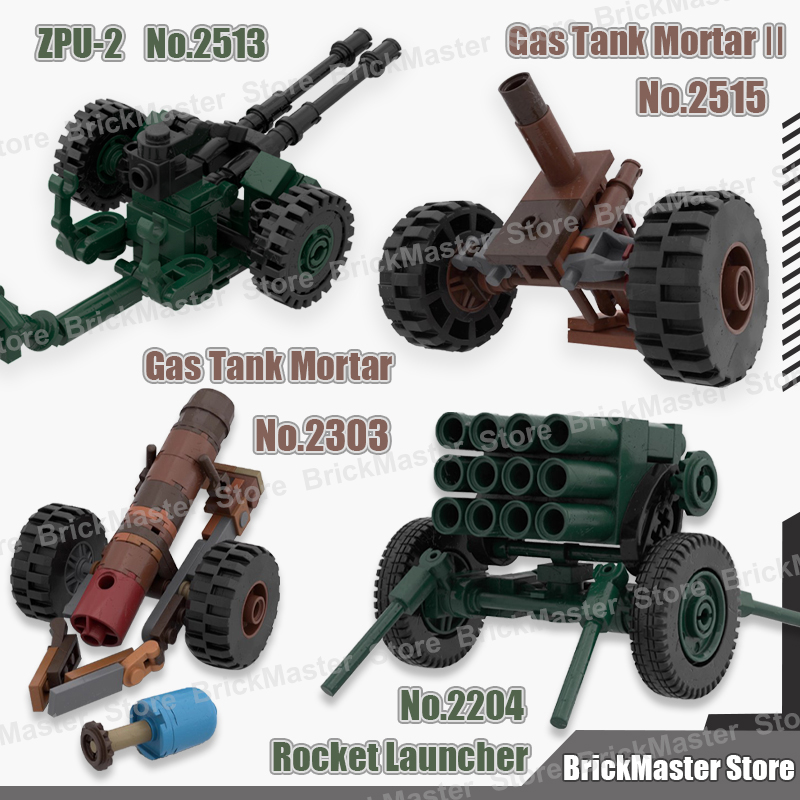 Lego Compatible Military Tank - MOC Военная сцена: газовый бак, миномет,