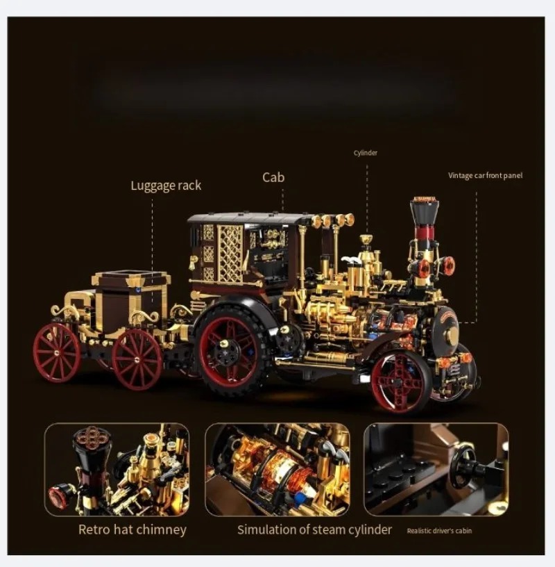 Building Blocks - Креативный конструктор «Винтажный паровой автомобиль» из