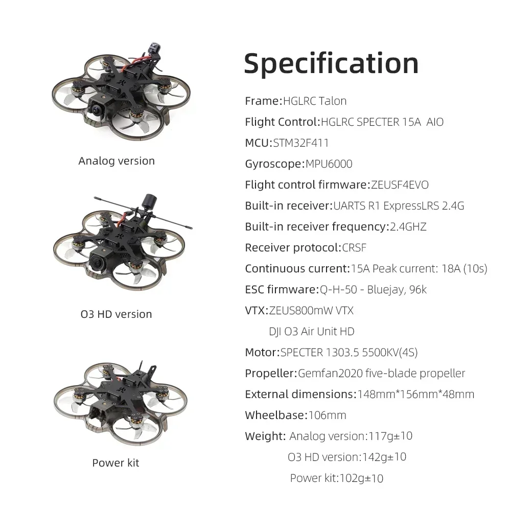 HGLRC Talon 2-дюймовый кинемат – обзор и цена Fpv Brushless Rc Drone 4K