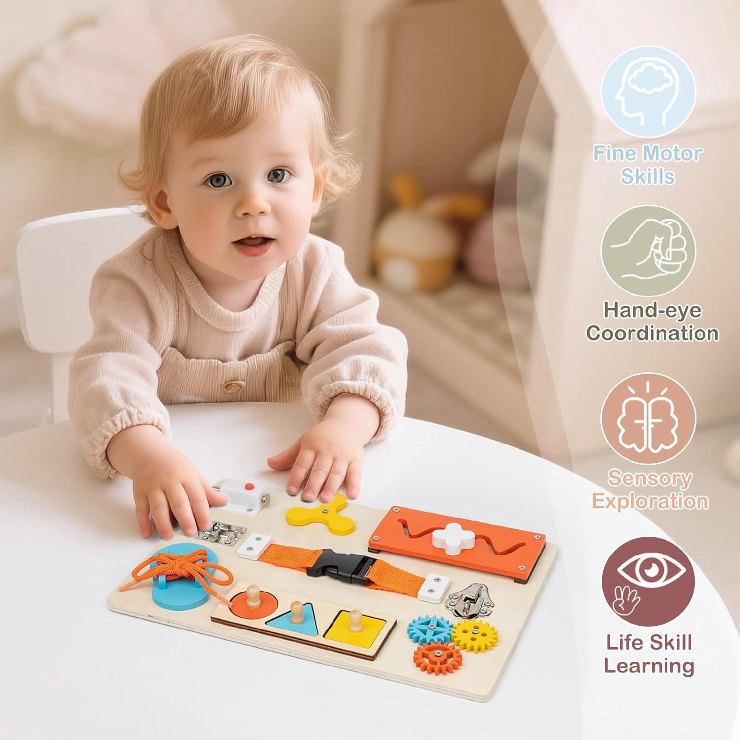 Доска Монтессори для малышей,  – обзор и цена Montessori Wooden Busy Board Toddler