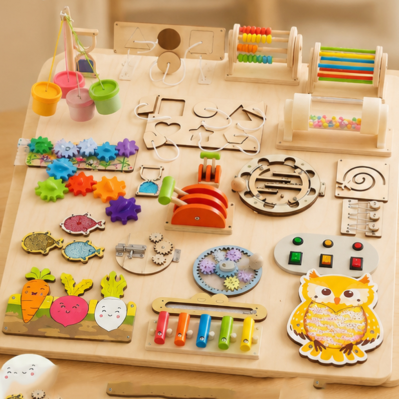 Премиальные аксессуары для биз – обзор и цена Montessori Wooden Busy Board Toddler